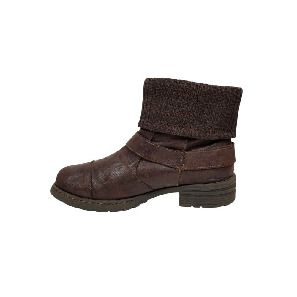 Born b.o.c. Nisida Brown Knit Ankle Cuff  Zipper Block Heel Boots Size 9.5 - Picture 4 of 12